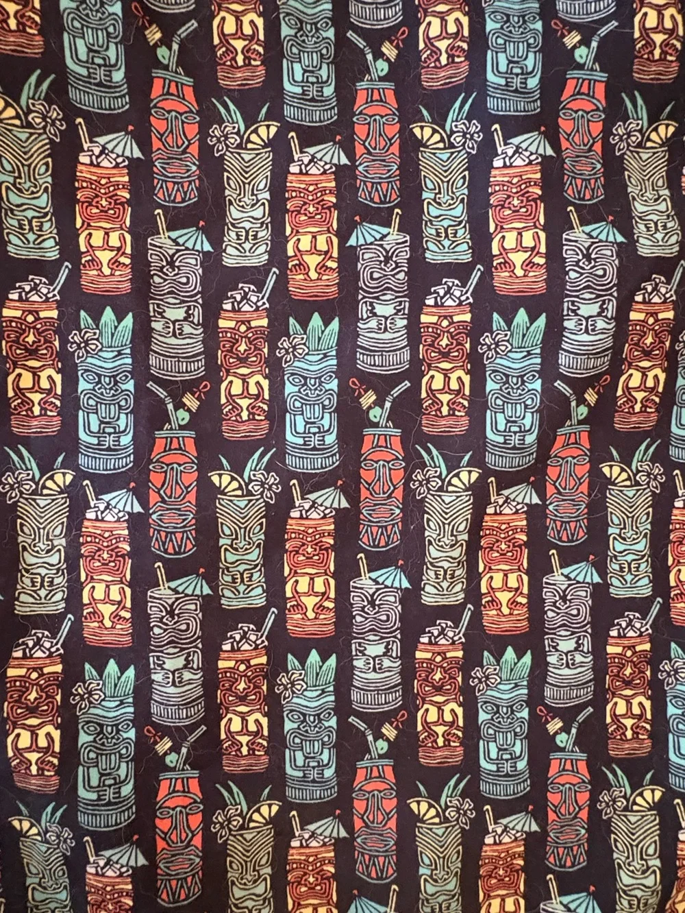Fun🎉 Caribbean Swimwear Navy Tiki Pattern Swim Trunks with Coral Drawstring 3XL